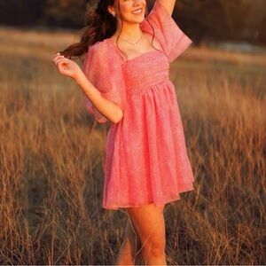 Pink Puff Sleeve Dress